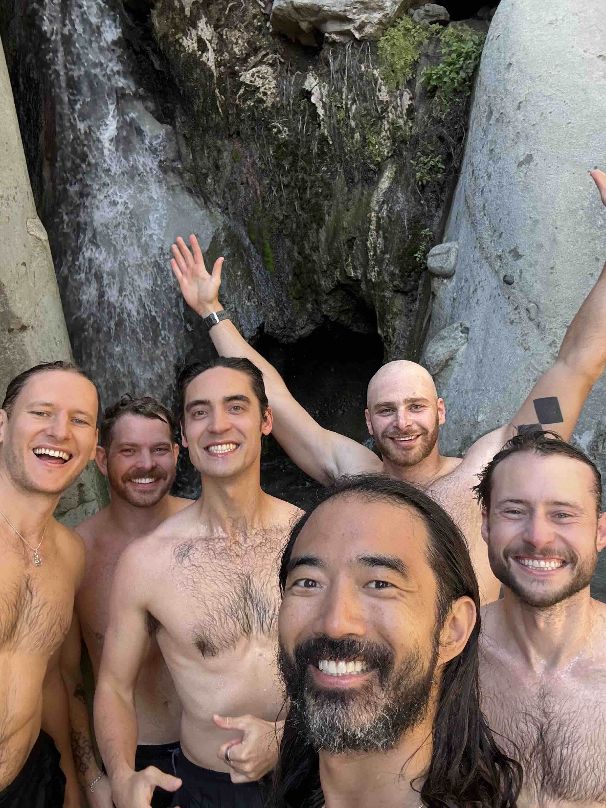 Brothers at the waterfall